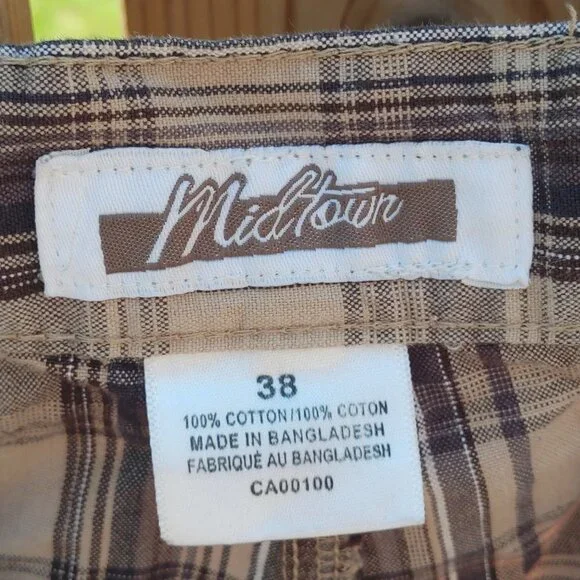 RETRO Men's Cargo Shorts Size 38 Stripe Cargo Khaki Shorts - Picture 2 of 3